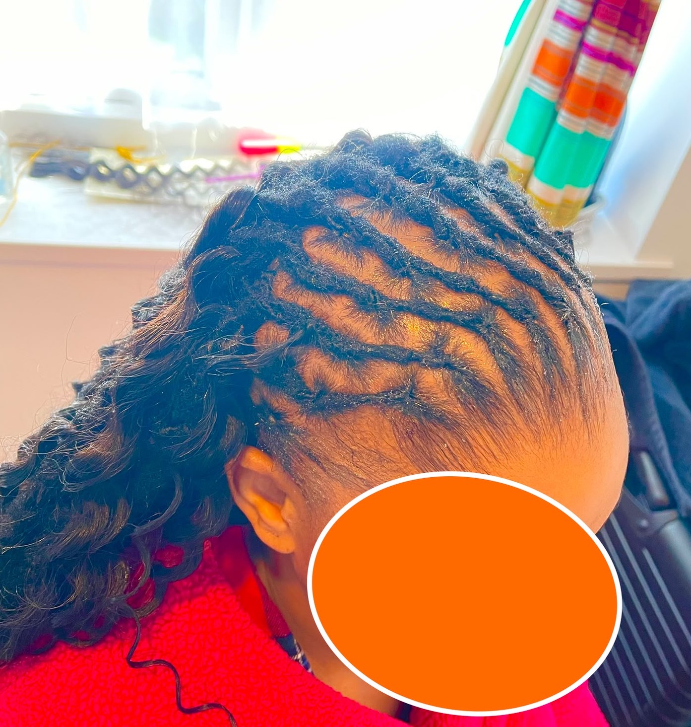 Curly locs haircut example
